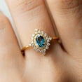 thumbnail image 4 of CHIRAGEMSJEWEL 1.5ct / 8x6MM Oval Shape Blue Topaz & Diamond Halo Ring - Art Deco Bridal Wedding Ring Valentine's Day Gift for Love, 4 of 7