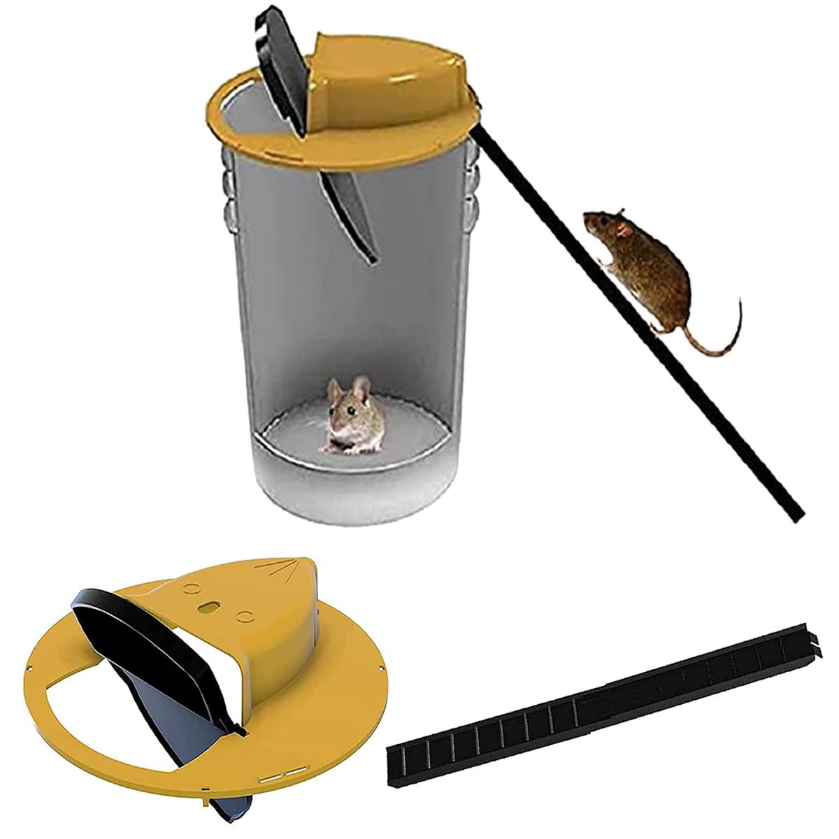 Mouse Trap Bucket 5 Gallon Bucket Compatible Rat Trap for Indoor & Outdoor Flip and Slide Mouse Trap for Multi Catch 