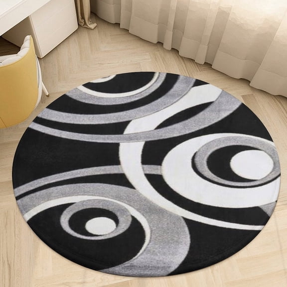 Geometric Circle Stripe Round Area Rugs for Bedroom Living Room, 4FT Soft Indoor Circle Carpets, Carpet Home Decor Floor Mat