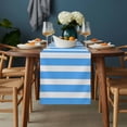 thumbnail image 2 of Blue Striped Table Runner - 72 Inch Long, Kitchen Dining Table Runner Dresser Scarves, Modern Simple Monochrome Geometric White Farmhouse Decor for Coffee Tables Wedding Party Banquet, 2 of 8