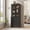 B-Black, variant on IDEALSOUL 2PCS 71" Tall Bookcase with Doors and LED Lights, Black Wooden Bookcase with Charging Station, Freestanding Display Cabinet with Large Storage Space for Living Room, Office, Bedroom