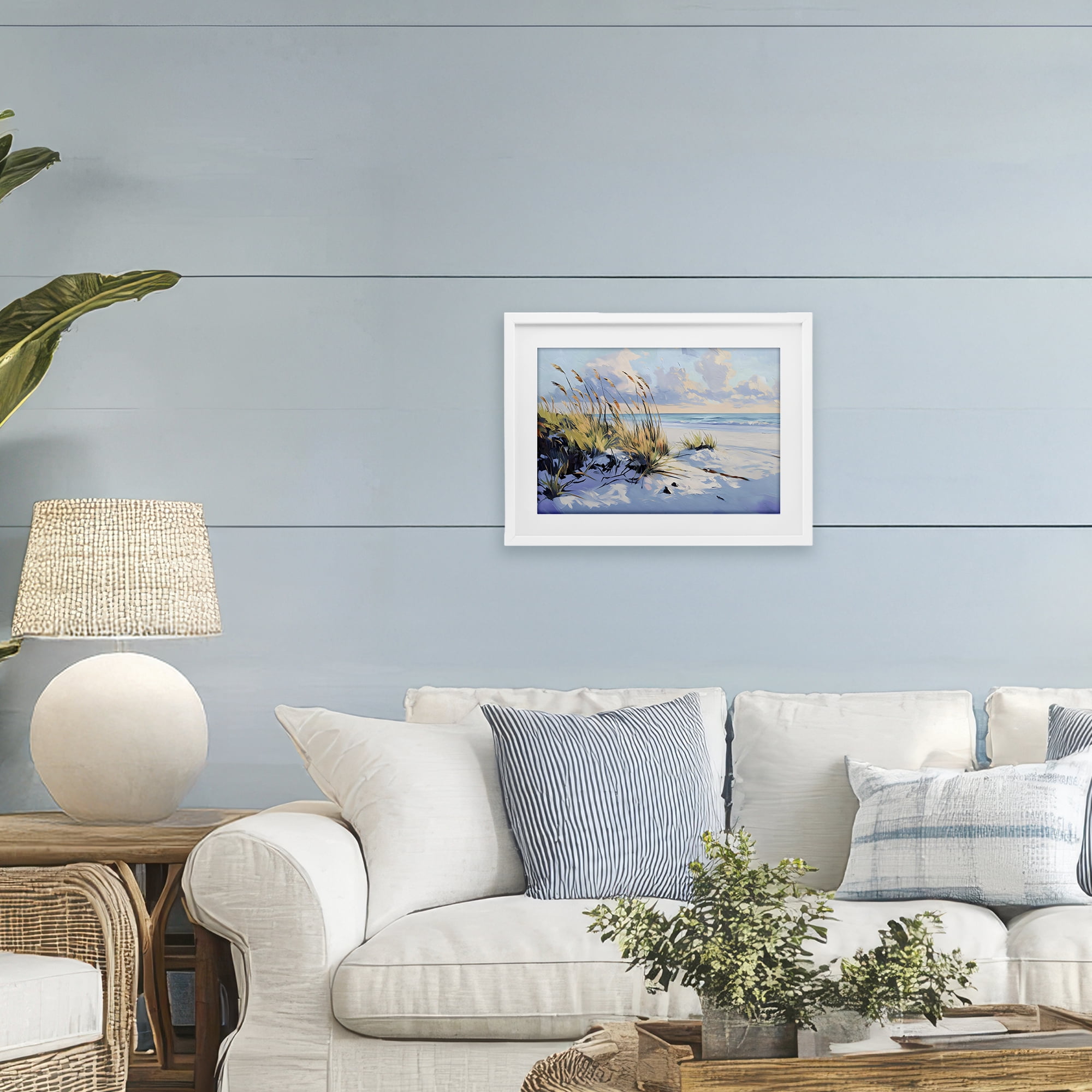 Stupell Industries Grassy Sand Dunes Beach White Framed Print Under Glass, design by Gina Kelly