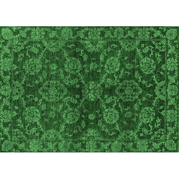 Ahgly Company Indoor Rectangle Abstract Emerald Green Modern Area Rugs, 8' x 10'