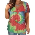 thumbnail image 2 of 2025 Clearance! asdoklhq Womens Plus Size Tops Clearance,Women Tie-Dye Print Button T-Shirt Blouses, 2 of 6