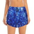 thumbnail image 2 of Picia Blurred Star Snow Christmas Pattern Women's 2 in 1 Athletic Running Shorts High Waisted Workout Casual Gym Sweat Shorts with Comfy Liner Zipper Pockets-Medium, 2 of 9