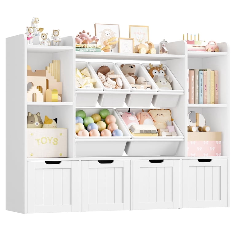 Hiphuta 3-Tier Toy Storage Organizer with 6 Bins, White photo 1