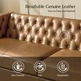 thumbnail image 3 of 84" Genuine Leather Sofa 3-Seater Chesterfield Couch with Nailhead Trims for Living Room Apartment Camel, 3 of 7