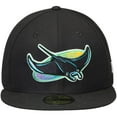 thumbnail image 2 of Men's New Era Black Tampa Bay Rays Cooperstown Collection Wool 59FIFTY Fitted Hat, 2 of 5