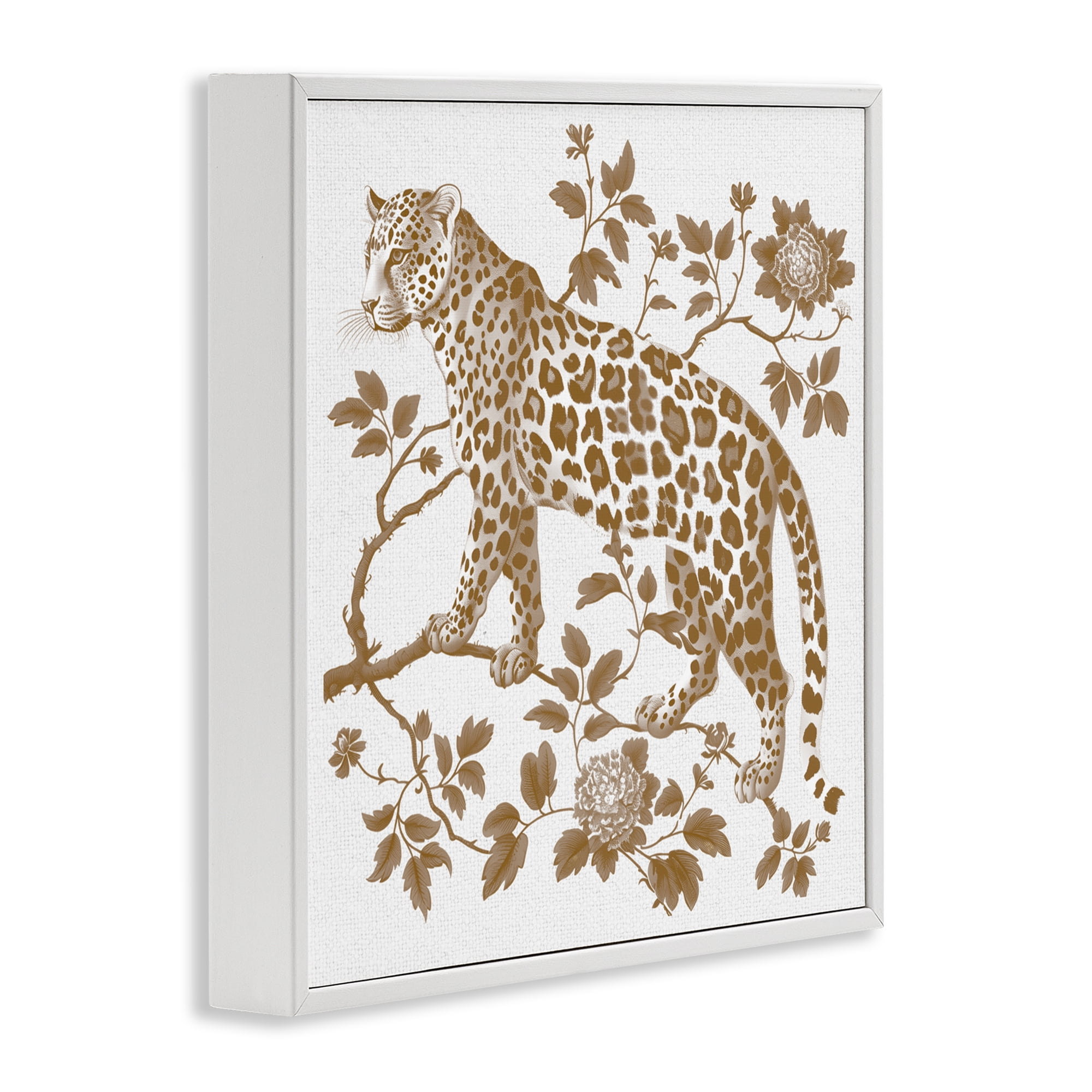 Earthy Details Vintage Leopard White Framed Giclee Art, design by Lettered and Lined