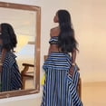 thumbnail image 2 of 2026 Spring New Women's Clothing: Striped Tube Top + Asymmetrical Striped Skirt Set for Women, 2 of 5