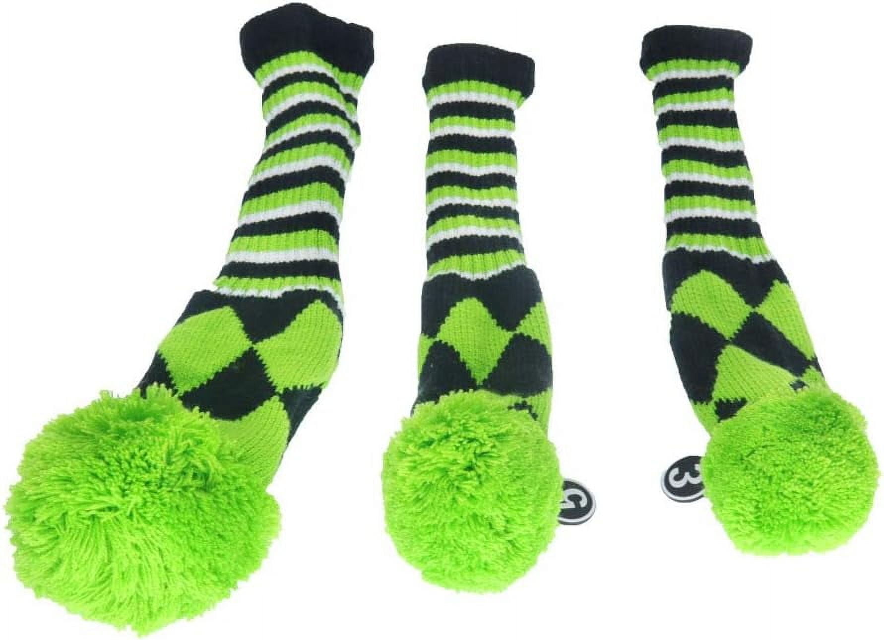 3 pcs/Set Golf Club Pom Pom Knit Cover for Driver, Fairway Wood and Hybrid HeadCovers