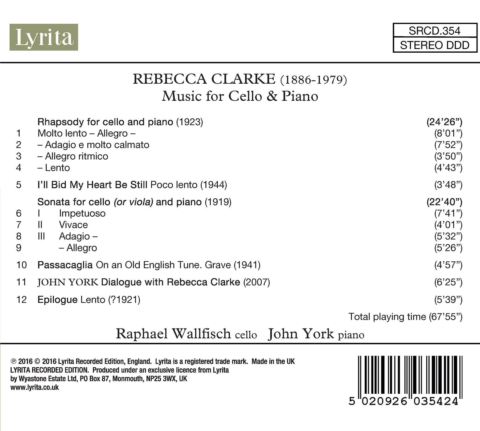 Rebecca Clarke - Rebecca Clarke: Music For Cello & Piano - Music & Performance - CD