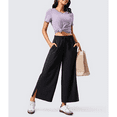 thumbnail image 4 of SOMER Wide Leg Pants for Women Cropped Sweatpants Flowy Palazzo Dresses Yoga Pants Athleisure Work Lounge Pants Comfy Casual with Drawstring Pocket Black, 4 of 6