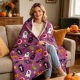 thumbnail image 4 of Halloween Blanket 39.4x27.6in Flannel Blanket Ghost Print for Bedroom Office Nap by OVFUIZ, 4 of 9