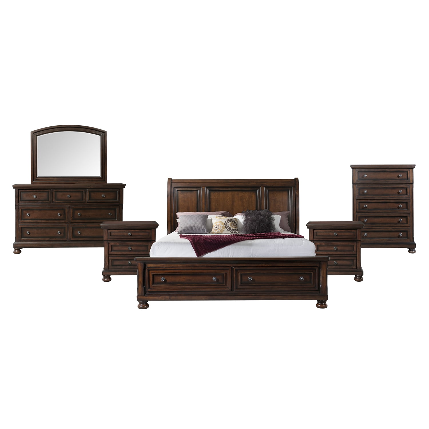 Picket House Furnishings Kingsley Queen Storage 6pc Bedroom Set, Walnut