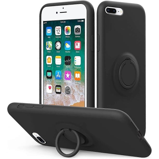 for iPhone 8 Plus Case, iPhone 7 Plus Case Kickstand | Liquid Silicone | 10ft Drop Tested Protective, Microfiber Lining Shockproof Full-Body Cover Cas