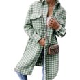 thumbnail image 1 of Women Plaid Jacket Turn Down Collar Button Long Shackets Cardigan Coat with Pockets, 1 of 3