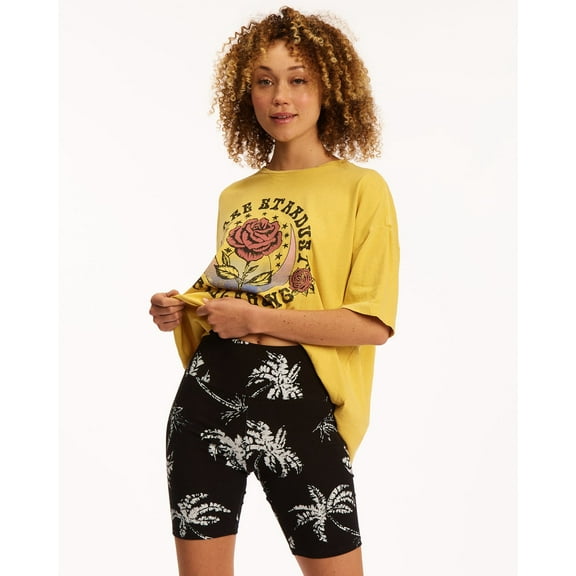 Billabong Women's Biker Babe Stretch Fabric High Waist Activewear Shorts (X-Small, Off Black)