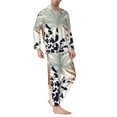 thumbnail image 3 of Bingfone Men'S Pajama Set 2 Piece Loungewear Pjs, Long Sleeve With Pajama Pants-Tropical Leaves, 3 of 9
