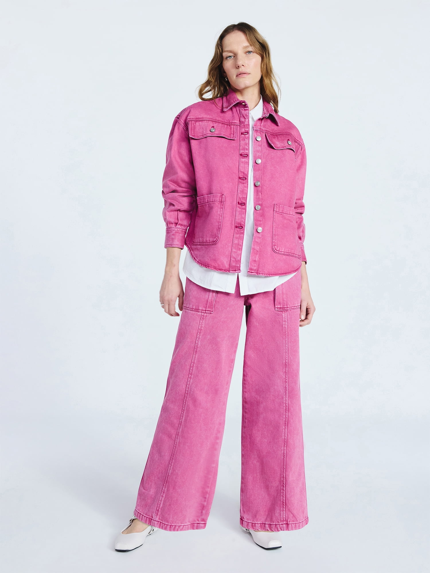 Scoop Women’s and Women’s Plus Oversized Cotton Denim Shacket, Midweight, Sizes XS-4X