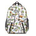 thumbnail image 3 of Excavator and Road White Pattern Cute School Backpack Bag with Padded Back and Adjustable Shoulder Straps 16.9 X 12.6 X 5.9 Inches, 3 of 5