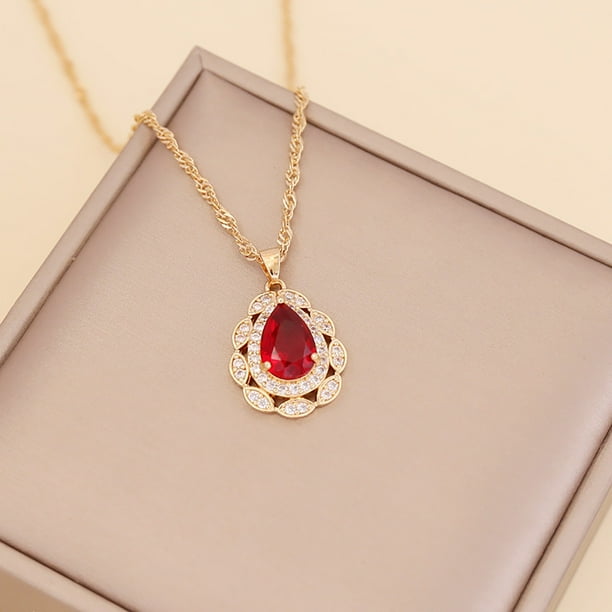 Collar para mujer, joyería para mujer, collar de diamantes de moda para mujer, colgante de cadena de clavícula con gotas de agua de cristal, anillo de joyería