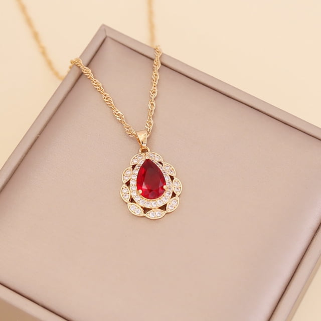 Collar para mujer, joyería para mujer, collar de diamantes de moda para mujer, colgante de cadena de clavícula con gotas de agua de cristal, anillo de joyería