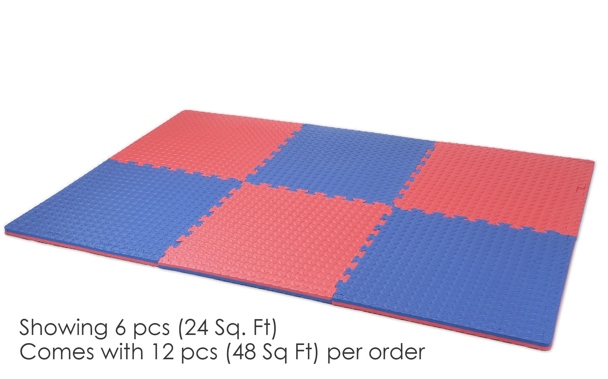 Xspec  1" Extra Thick Reversible EVA Foam Gym Mats 12 pcs 48 Sq Ft, Blue & Red
