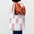 thumbnail image 7 of Single Shoulder Commuter Canvas Bag Large Capacity Can Be Carried Or Shoulder Storage For Daily Shopping Trips Classic Pink Ribbon Pattern, 7 of 7