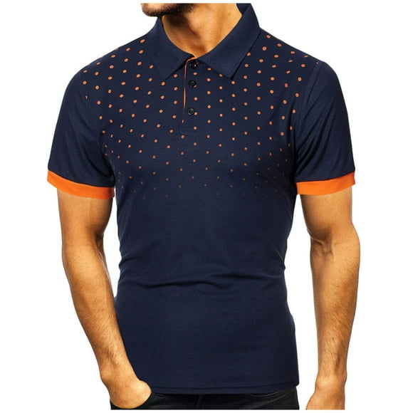 zanvin Men's Fashion, Fashion Personality Men's Casual Slim Short Sleeve Dot Print T Short Sleeve Turndown Collar Blouse & Shirt ,gifts for father, Summer clearance sale