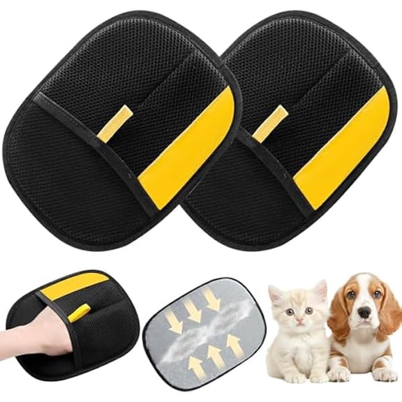 Pet Hair Removal Gloves,Electrostatic Gloves Pet Hair, Efficient Grooming Glove for Cats Dogs, Reusable Pet Hair Removal Tool for Couch, Furniture, Carpet, Curtain (2)