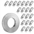 thumbnail image 1 of Abrazaderas de Manguera Correa de Metal de 20 Pies + 20 Sujetadores Abrazaderas de Banda de Acero Inoxidable Cortadas A Medida DIY Gusano Grande Ajustable, 1 of 5