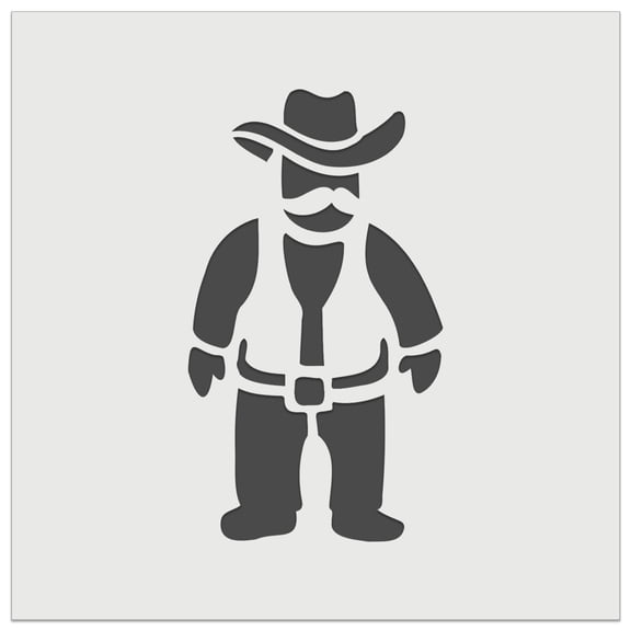 Cowboy Rancher with Mustache Hat and Vest DIY Cookie Wall Craft Stencil - 5.5 Inch
