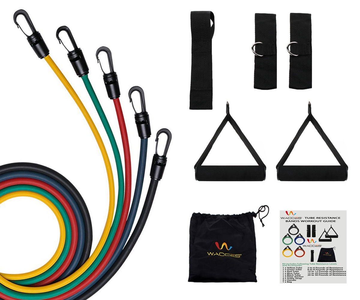 Xsong Resistance Bands 100lb with Handle Door Anchor Ankle Straps Portable Accessories 11pcs for Home Gym 