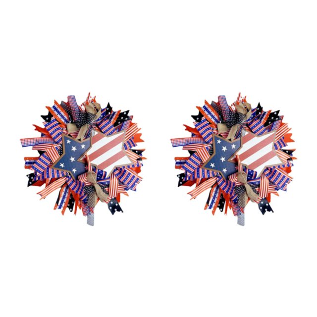 Ounissouiy Fourth of July Door Wreath Memorial Wreath Day for Window Indoor Outdoor estilo A 2Conjunto