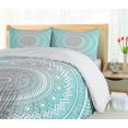 thumbnail image 5 of Ambesonne Grey and Aqua Duvet Cover Set, Tribe Mandala, 2-Calking, Aqua Grey, 5 of 6