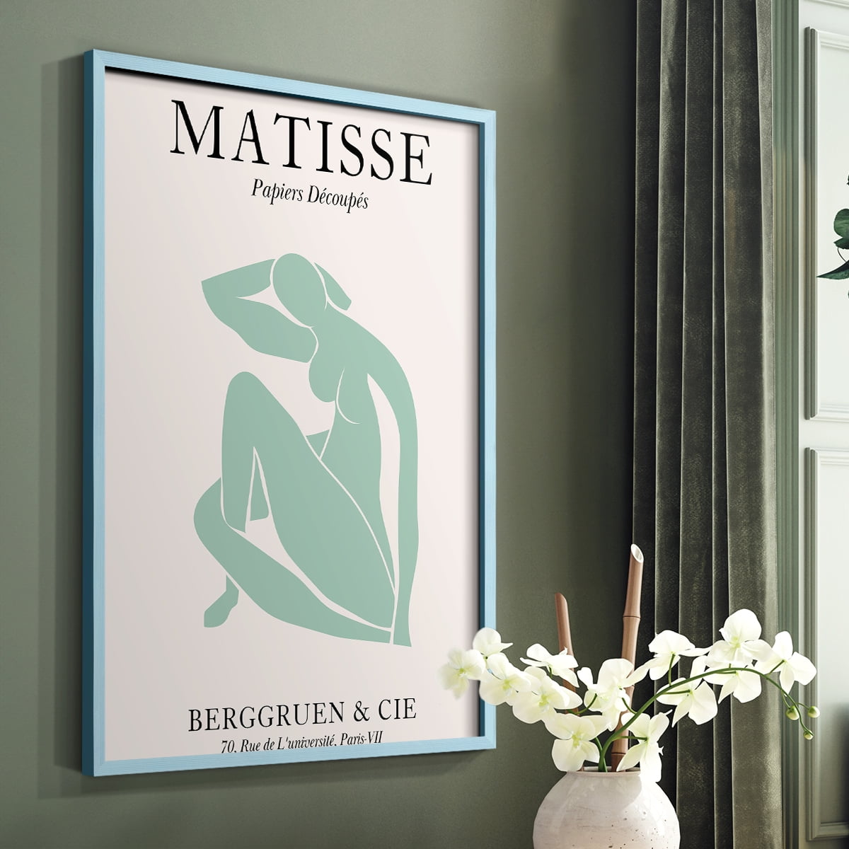 Matisse DII Framed Print in Blue Solid Wood Framed Print No Nail Hanging