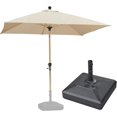 thumbnail image 1 of PURPLE LEAF 6' x 9' Patio Umbrella with Base Market Umbrella Rectangular Outdoor Umbrella with Push Button Tilt & Crank and 8 Ribs Aluminum Table Umbrella for Pool Backyard Beach, Taupe, 1 of 7