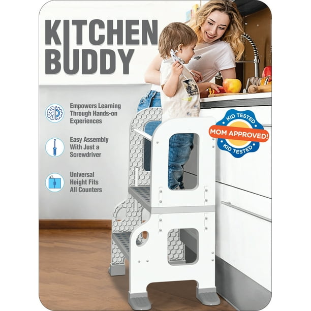 CORE PACIFIC Kitchen Buddy 2 in 1 Stool for Ages 13 safe up to 100 lbs