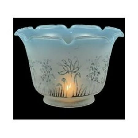 Etched Water Glass Shades - Ruffle Frost and Blue Etched Replacement Shade