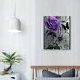 thumbnail image 4 of Chilfamy Purple Roses Butterflies Canvas Wall Art ,Premium  Canvas Prints Framed Black and White Pictures Painting Wall Decor for Living Room Bedroom Bathroom Kitchen Office (16x20 in/12x16 in, 4 of 5