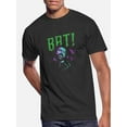 thumbnail image 1 of Camiseta gráfica "¡MURCIÉLAGO!" para hombre - Colección Vintage 1952, manga corta negra con diseño de murciélago verde y morado, algodón, cuello redondo, lavable a máquina, para uso diario | Camiseta, 1 of 6