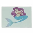 thumbnail image 1 of Mermaid Cutting Board, Mermaid Playing with Her Hair Folk Mythical Character Cartoon, Decorative Tempered Glass Cutting and Serving Board, Small Size, Turquoise Fuchsia White, by Ambesonne, 1 of 1