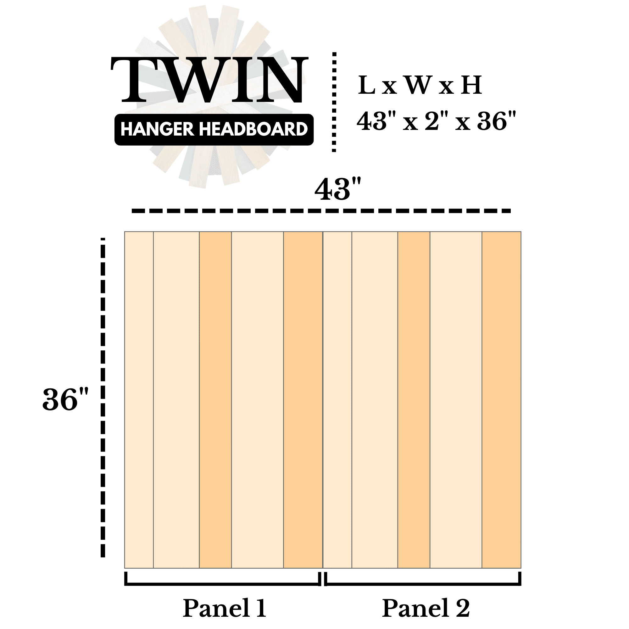 Forest Path Mix Headboard Twin Size Stain, Hanger Style, Handcrafted. Mounts on Wall. Easy Installation.