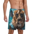 thumbnail image 2 of Kdxio Hawaiian Swimming Lion Print Mens Sleep Shorts Bottoms Soft Comfy Pajama Wear Pants with Drawstring Pockets, 2 of 5