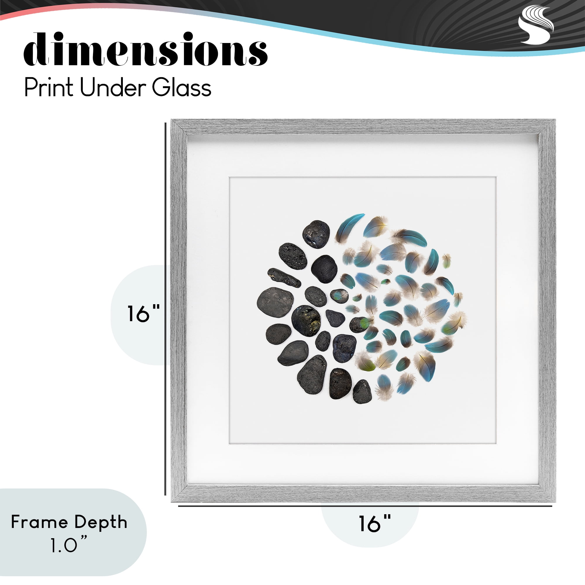 Stupell Industries Feathers & Rocks Collection Gray Framed Print Under Glass, design by Beth Adoette