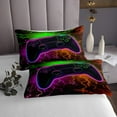 thumbnail image 3 of Ensemble de Courtepointe de Jeu Ensemble de Couvre-Lit Gamer Simple, Ensemble de Couvre-Lit Rouge Vert Violet Éclairs Colorés Déco de Chambre Gamer pour Garçons, 3 of 5