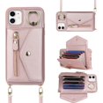 thumbnail image 3 of for iPhone 11 Case Wallet with Strap for Women - Crossbody Lanyard, Zipper Pocket, Credit Card Holder, Ring Stand - RFID Blocking Phone Wallet Case for iPhone 11 (6.1 inch,Rose Gold), 3 of 17