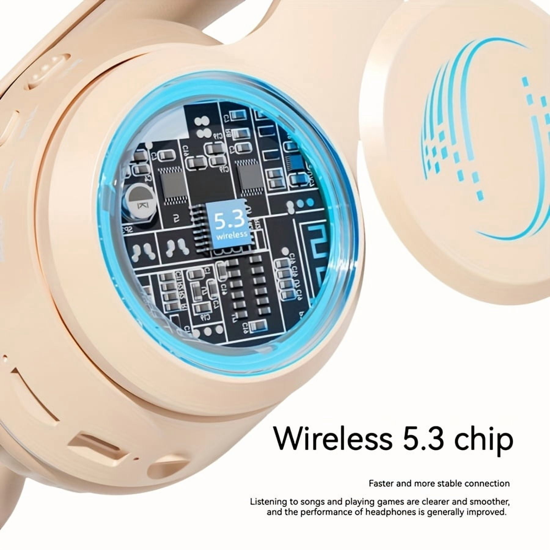 Foldable Wireless Over-Ear Headphones - Long Playtime, Wireless Stereo, Soft Earmuffs, TF Card Player - Comfortable, Portable for Smartphone & Laptop, USB Type-C Charging