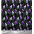 thumbnail image 1 of Soimoi Black Modal Satin Fabric Peacock Feather Print Fabric by Yard 42 Inch Wide, 1 of 3